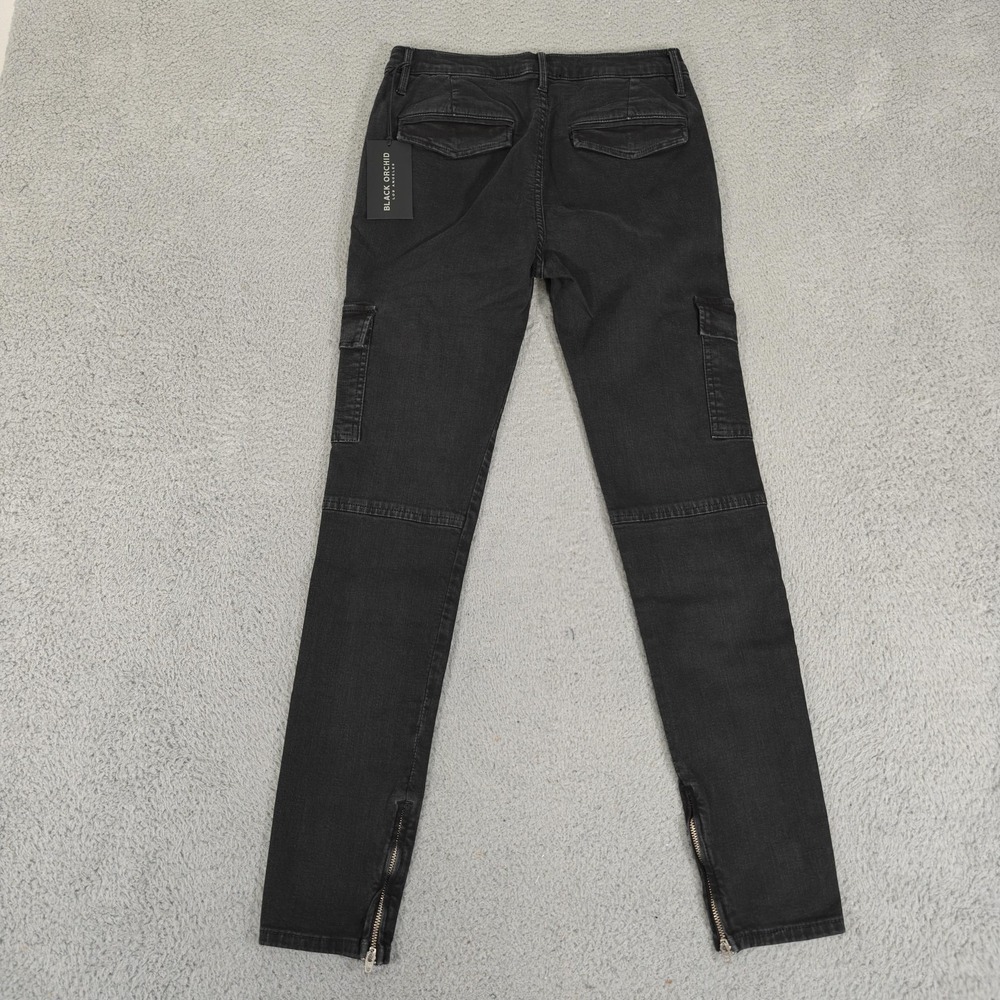 Black Orchid Camille Skinny Jogger Pants Womens 26 Cargo Zipper Hem Vintage Blac - Picture 9 of 15